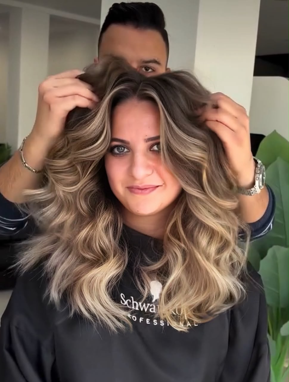 Balayage blond ondulé